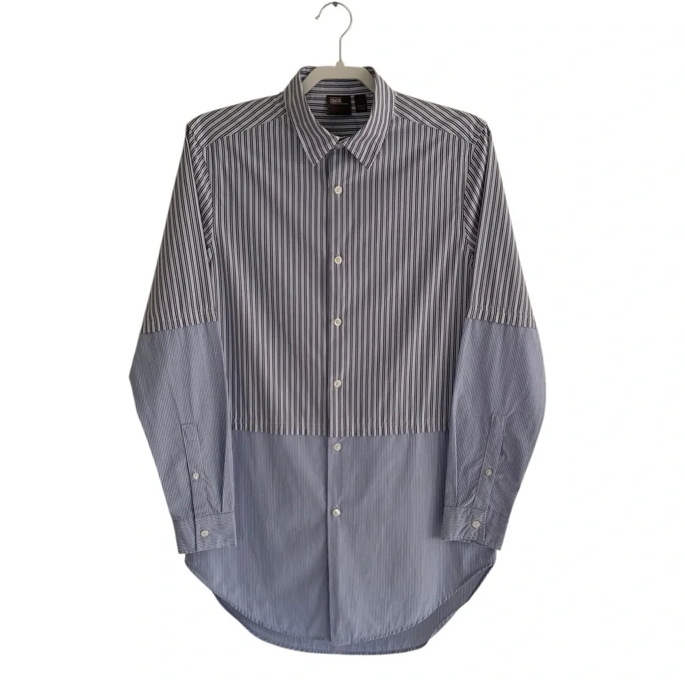 ASOS Blue Ticking Stripe Boyfriend Shirt Dress - Picture 3 of 9